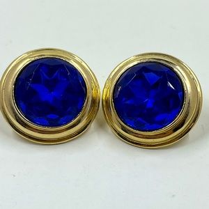 Beautiful Vintage Blue Pierced Earrings